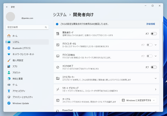 Windows 11で開発者モードにする:画像4