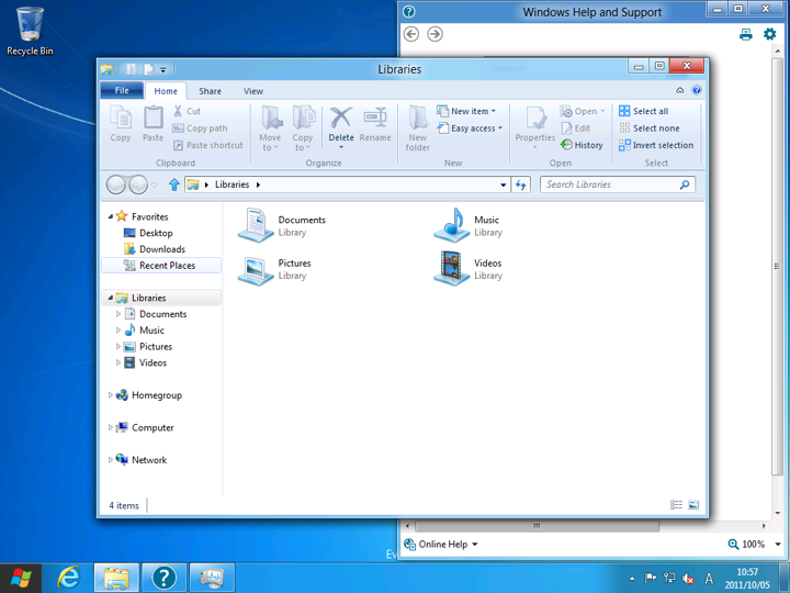Windows Developer Preview (Windows 8 - Developer Preview) のデスクトップ:画像5