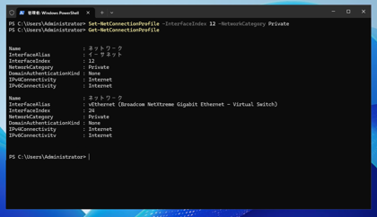 Windows Server 2025 のネットワーク設定を「プライベートネットワーク」に変更する:画像6